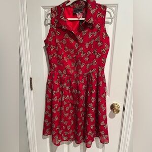 Voodoo Vixen Fit & Flare Pinup dress, Woman’s XL, red/leopard print bows, NWT